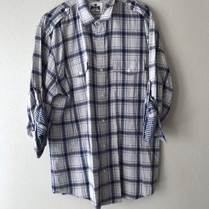 Men’s Express Plaid Dress Shirt Button Down L